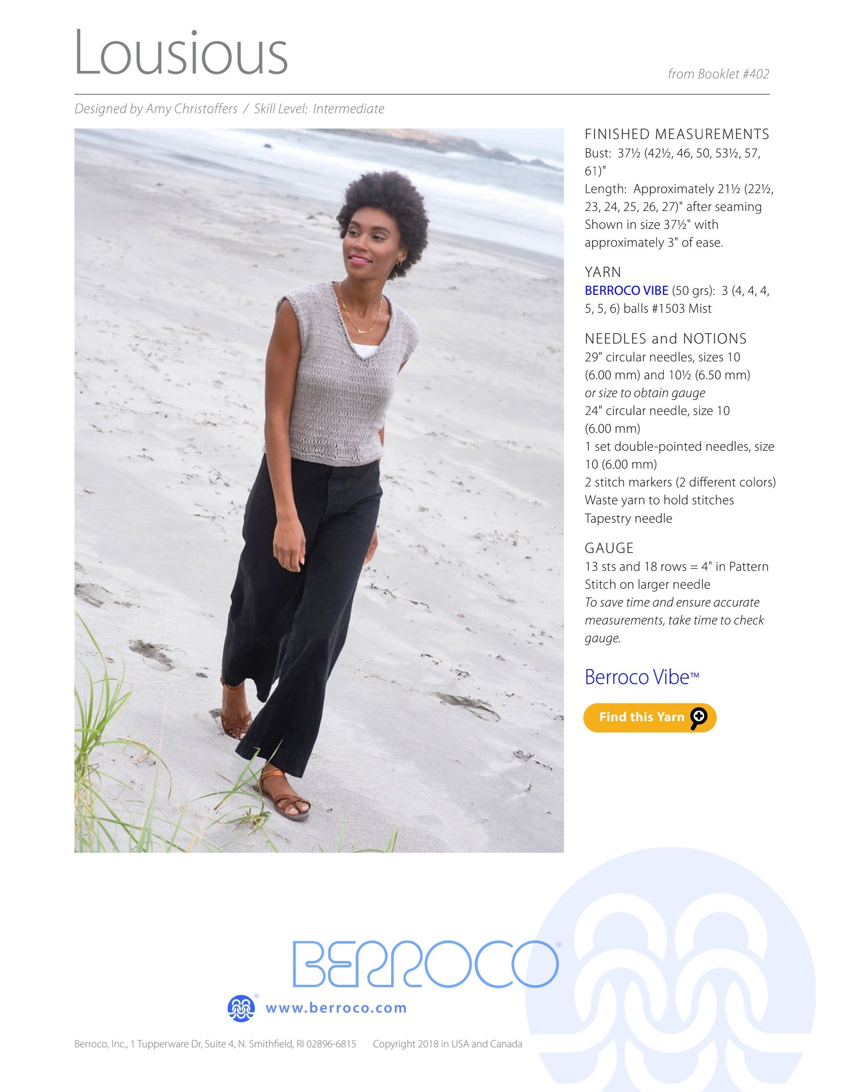Berroco Lousious Jumper Knitting Pattern