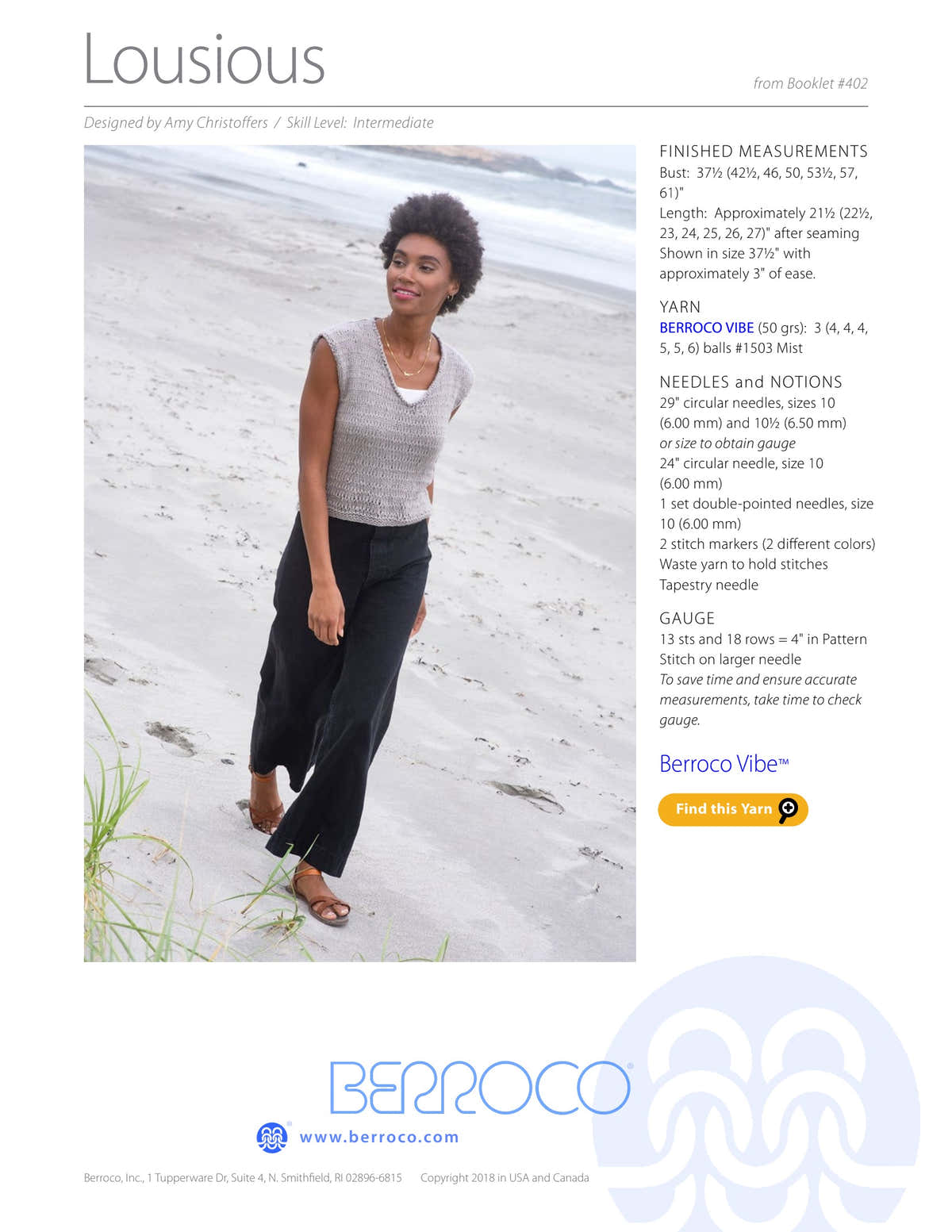 Berroco Lousious Jumper Knitting Pattern