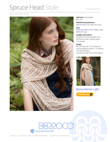 Berroco Spruce Head Stole Wrap Knitting Pattern