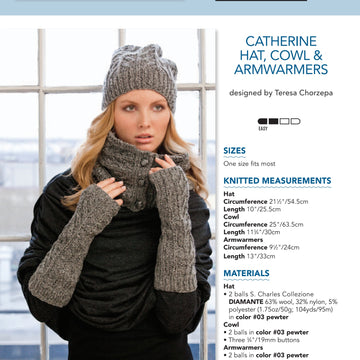 Stacy Charles Fine Yarns Catherine Hat, Cowl & Armwarmers