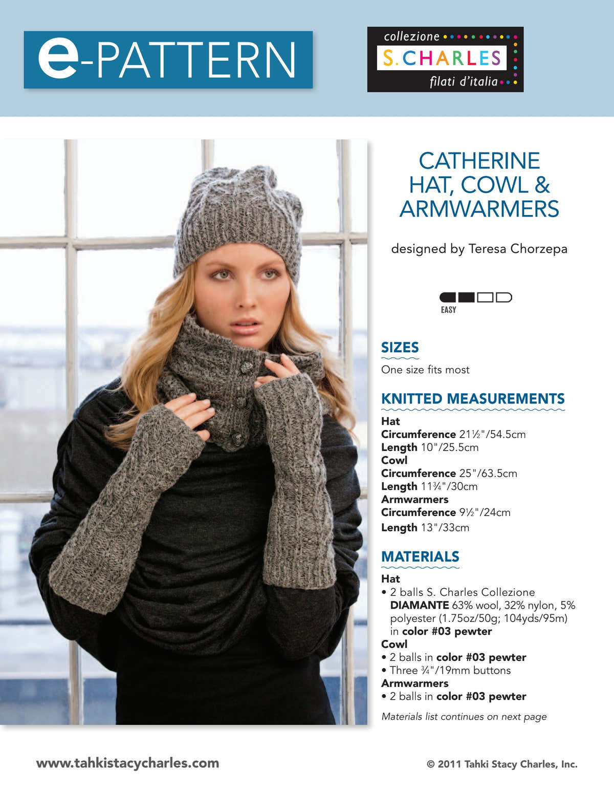 Stacy Charles Fine Yarns Catherine Hat, Cowl & Armwarmers