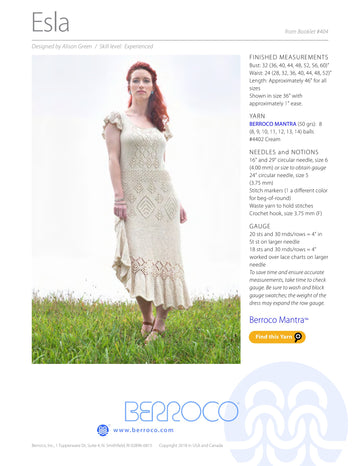 Berroco Esla Dress Knitting Pattern
