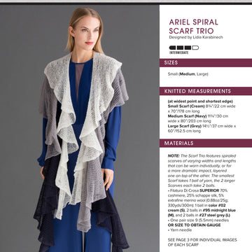 Filatura Di Crosa Ariel Spiral Scarf Trio Knitting Pattern