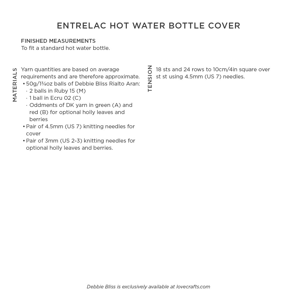 Debbie Bliss Entrelac Hot Water Bottle Cover Knitting Pattern