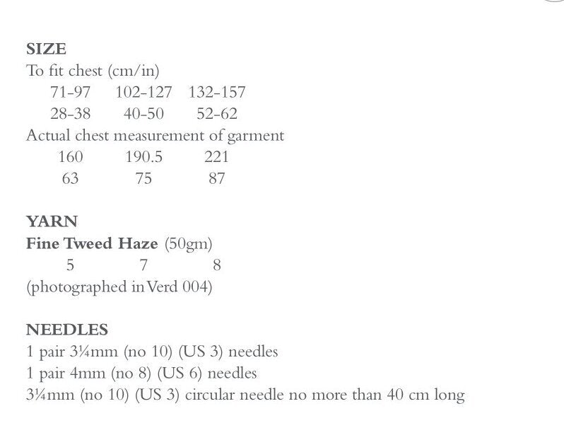 Sarsnet Jumper Knitting Pattern