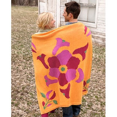 9512 Flower Power Throw Blanket Knitting Pattern