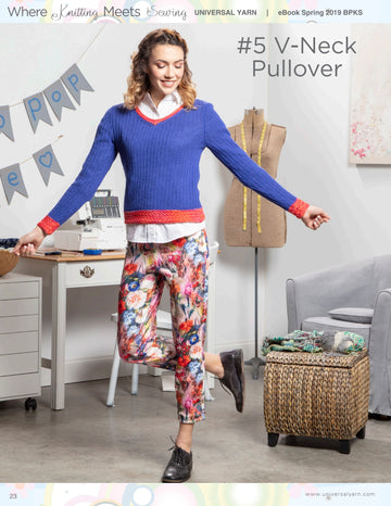 Universal Yarn 05 V-Neck Pullover in Bamboo Pop PDF