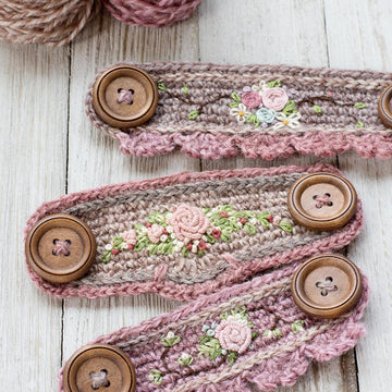 Embroidered Ear Saver - Crochet