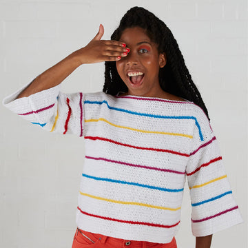 Paintbox Yarns Rainbow Boat Neck Top (Free)