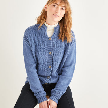 Sirdar 10210 High Neck Cardigan in Cashmere Merino Silk DK (Free)