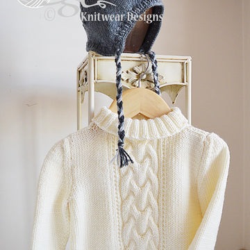 Cable Sweater with Matching Hat - P102