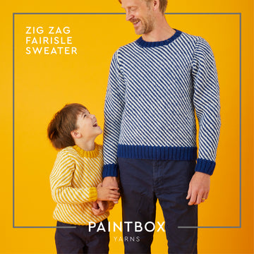 Paintbox Yarns Zig Zag Fairisle Sweater Knitting Pattern
