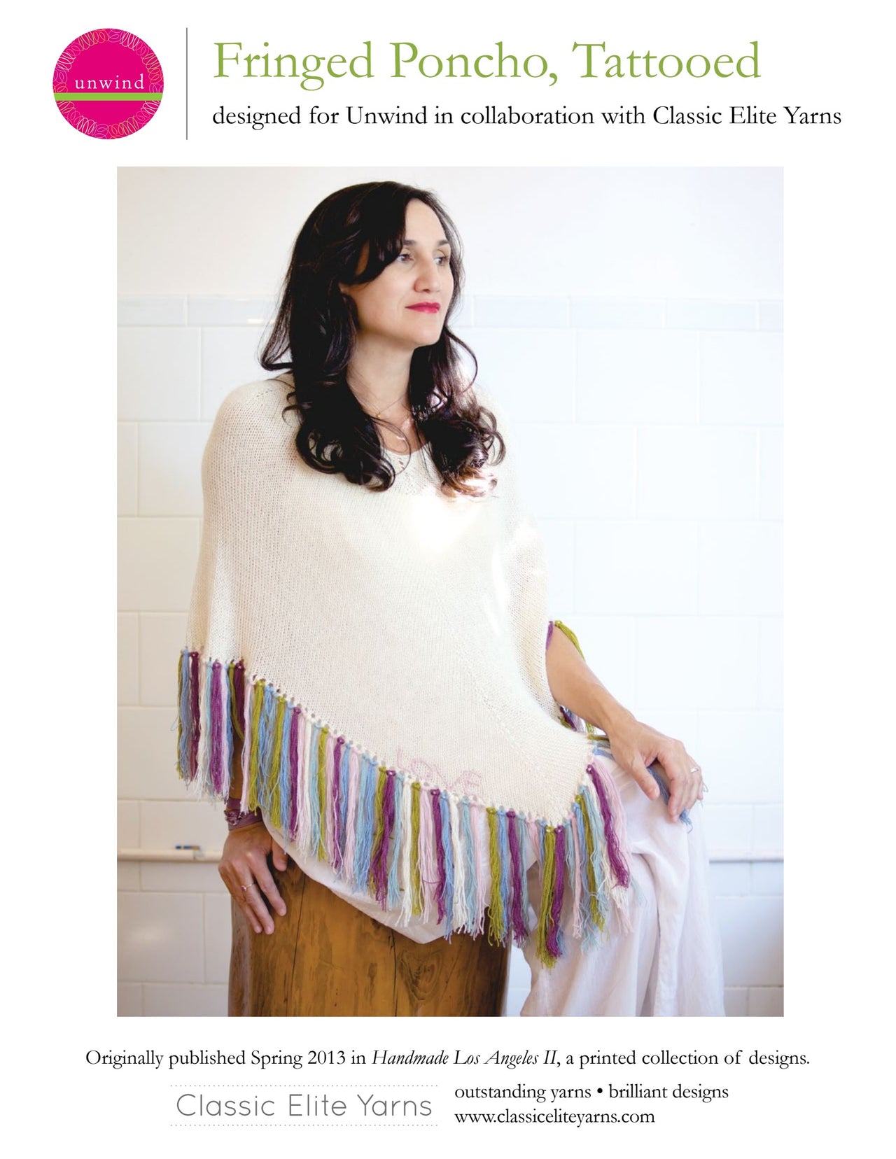 Classic Elite Yarns Fringed Poncho, Tattooed Knitting