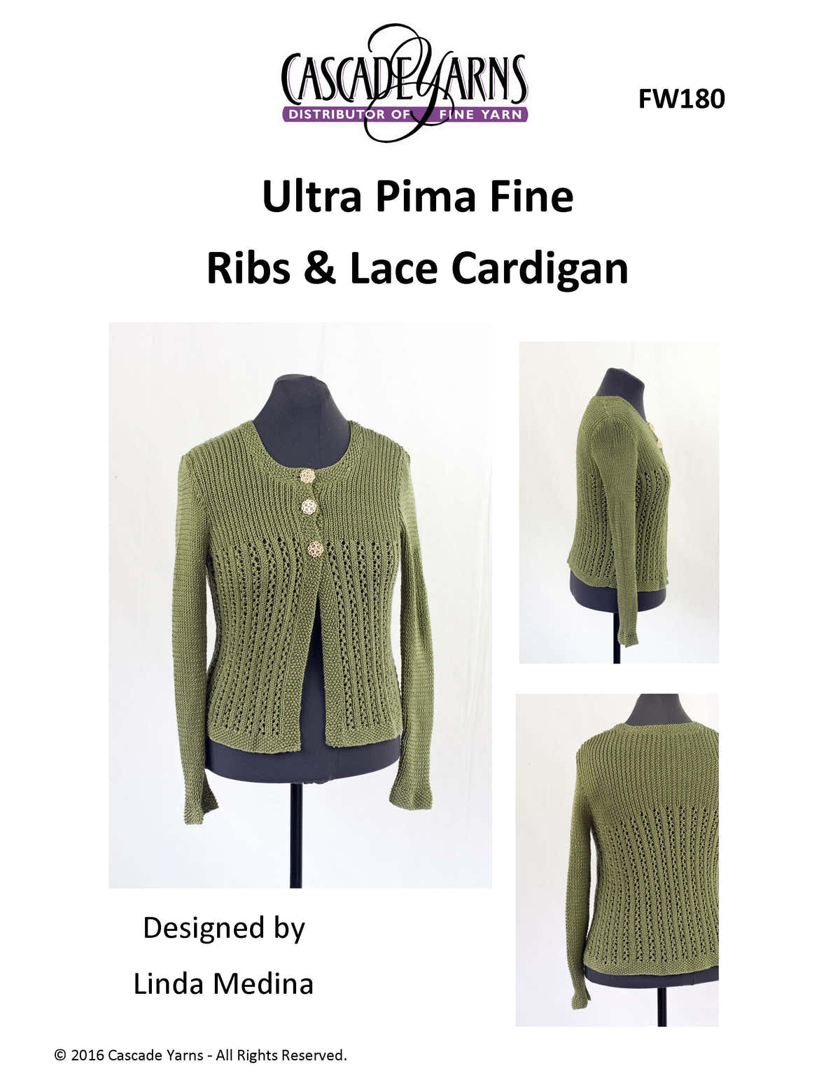 Cascade Yarns FW Ribs & Lace Cardigan Knitting Pattern
