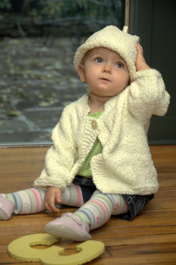 Baby Cardigan and Hat in Plymouth Yarn Daisy - 2498 - PDF