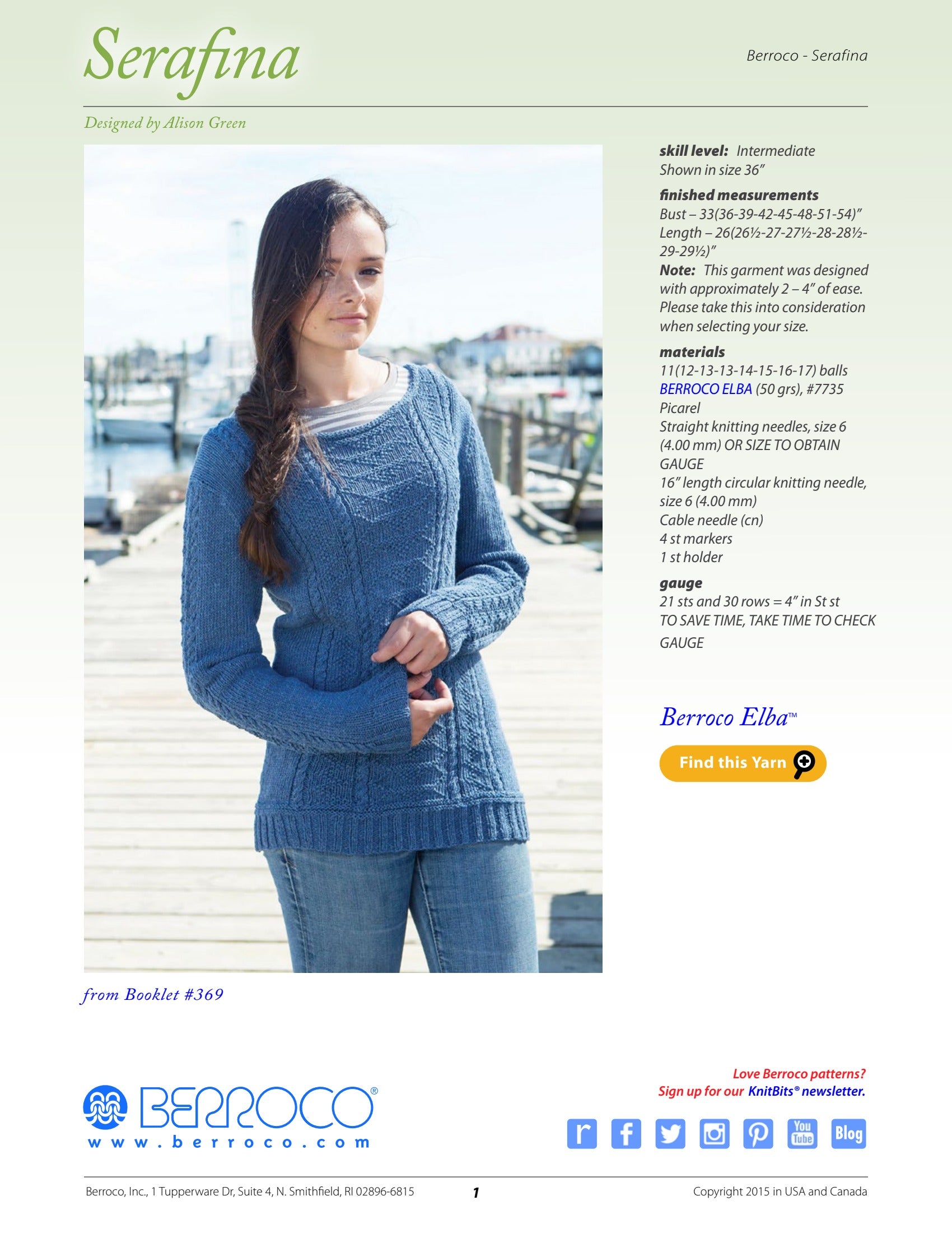 Berroco Serafina Jumper Knitting Pattern