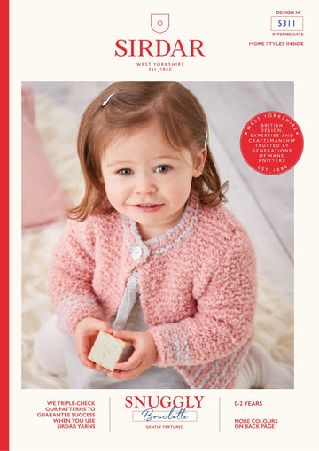Sirdar Collared and Round Neck Cardigan in Snuggly Bouclette