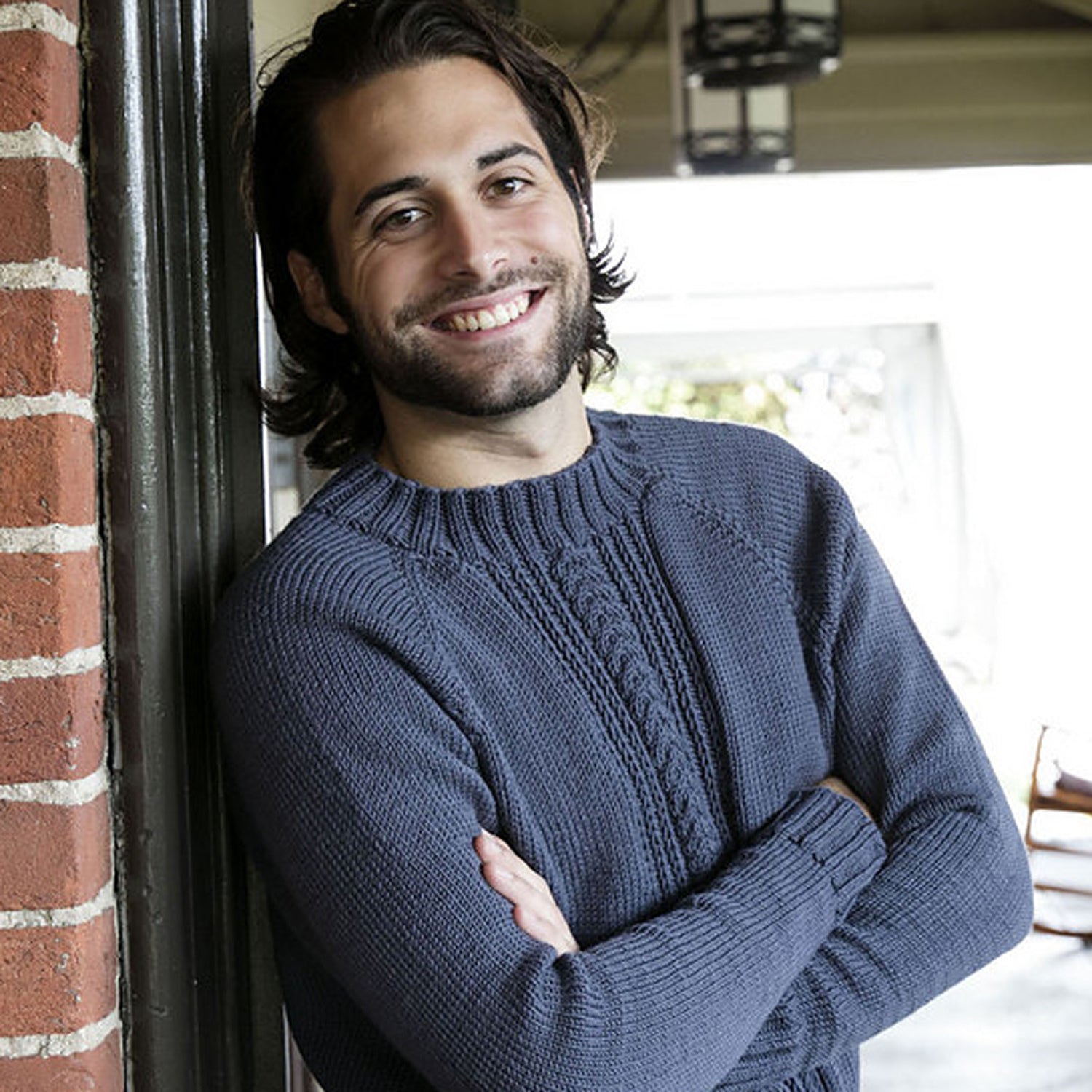 Plymouth Yarn Men's Top Down Raglan Pullover in Worsted Merino Superwash