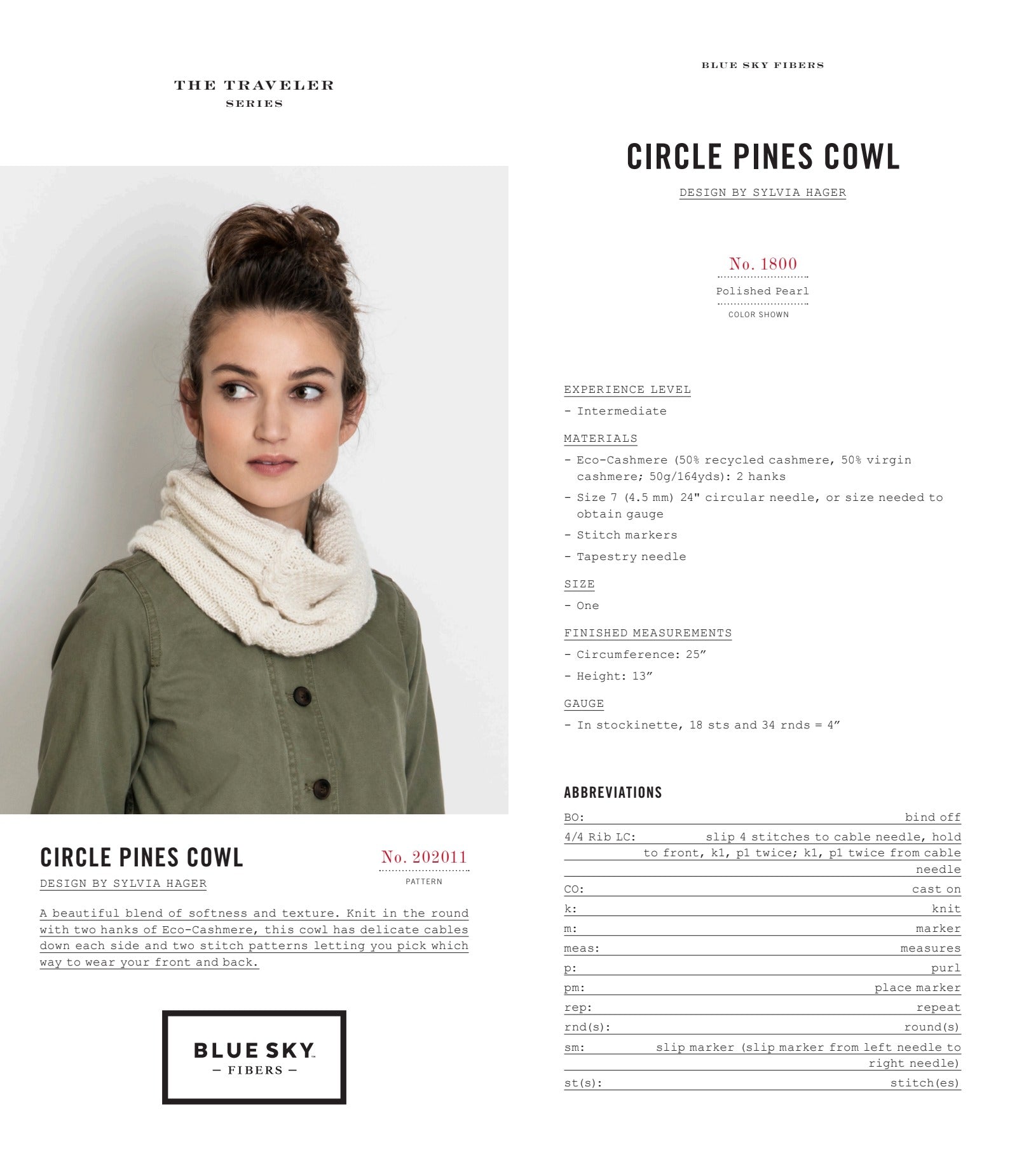 Blue Sky Fibers Circle Pines Cowl Knitting Pattern