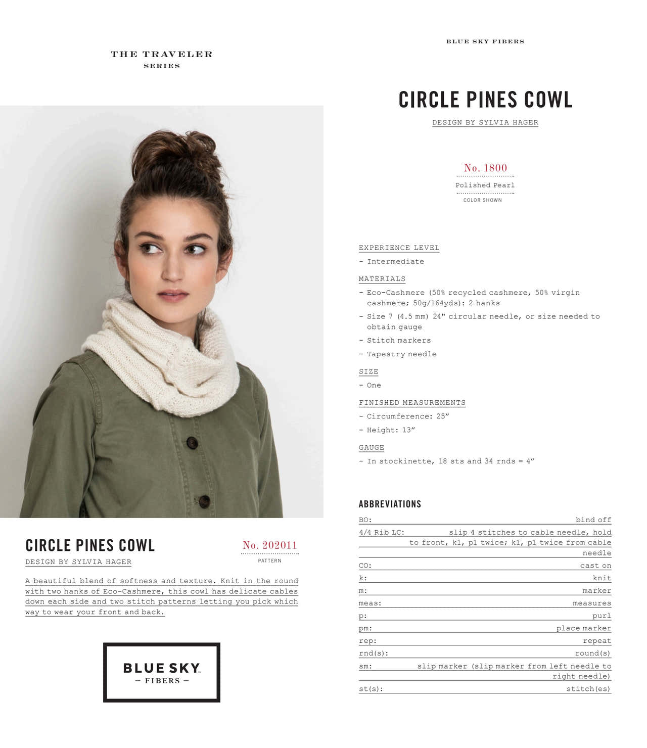 Blue Sky Fibers Circle Pines Cowl Knitting Pattern