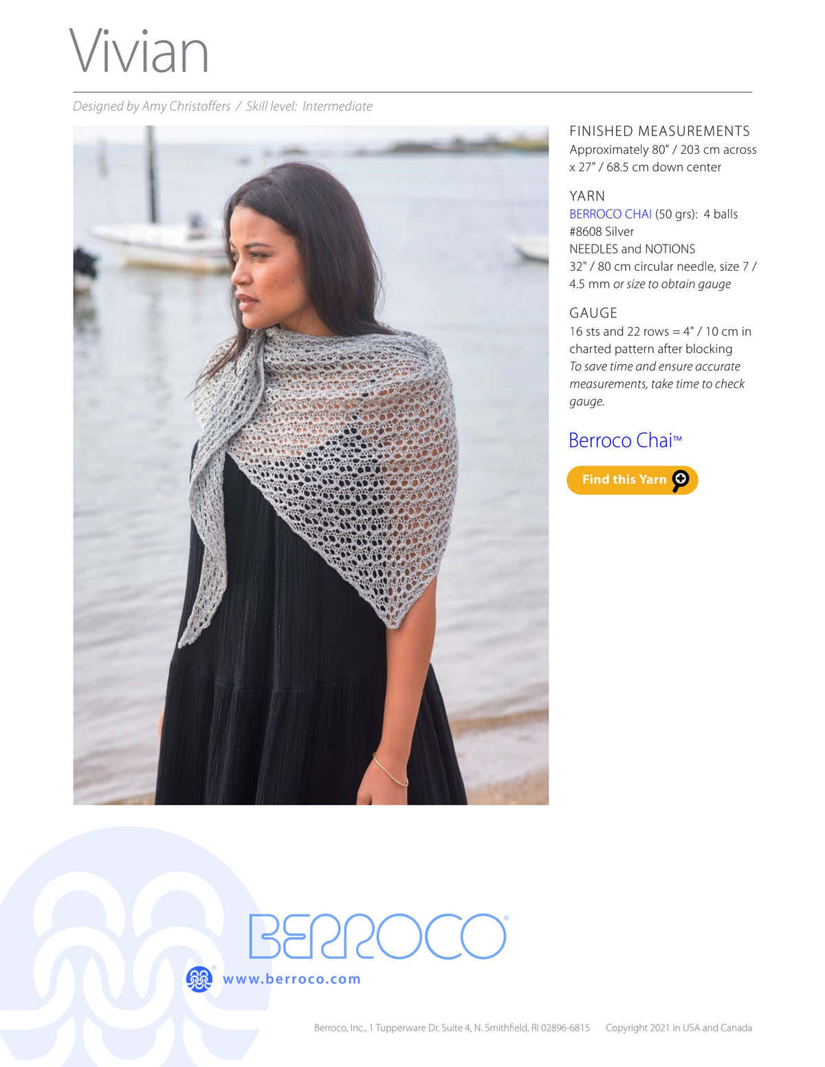 Berroco Vivian Wrap Knitting Pattern
