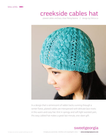 SweetGeorgia Creekside Cables Hat Knitting Pattern