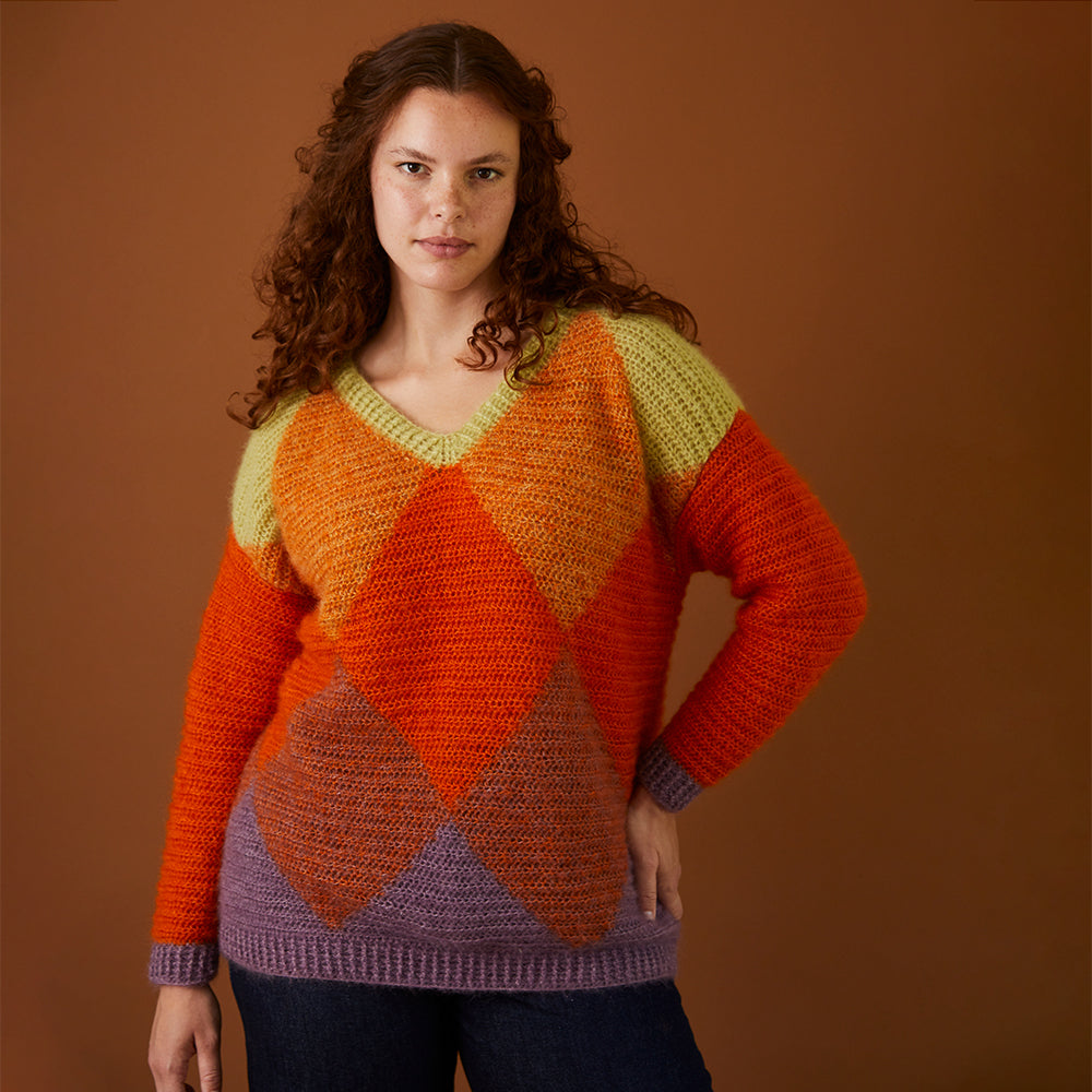 Debbie Bliss Diamond Argyle Sweater Crochet Pattern