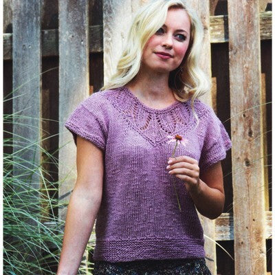 Plymouth Yarn 2680 Lace Neck Pullover Knitting Pattern
