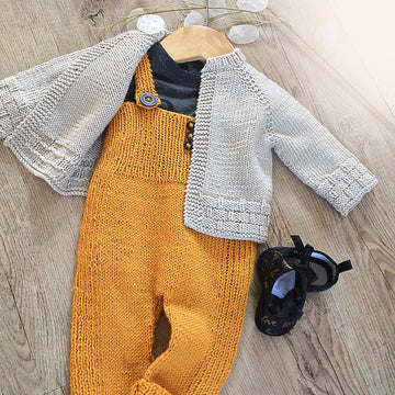 Tiny tots top down cardigan and overalls - P116