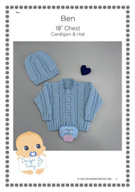 Ben Baby Cardigan Knitting Pattern 18" chest size.