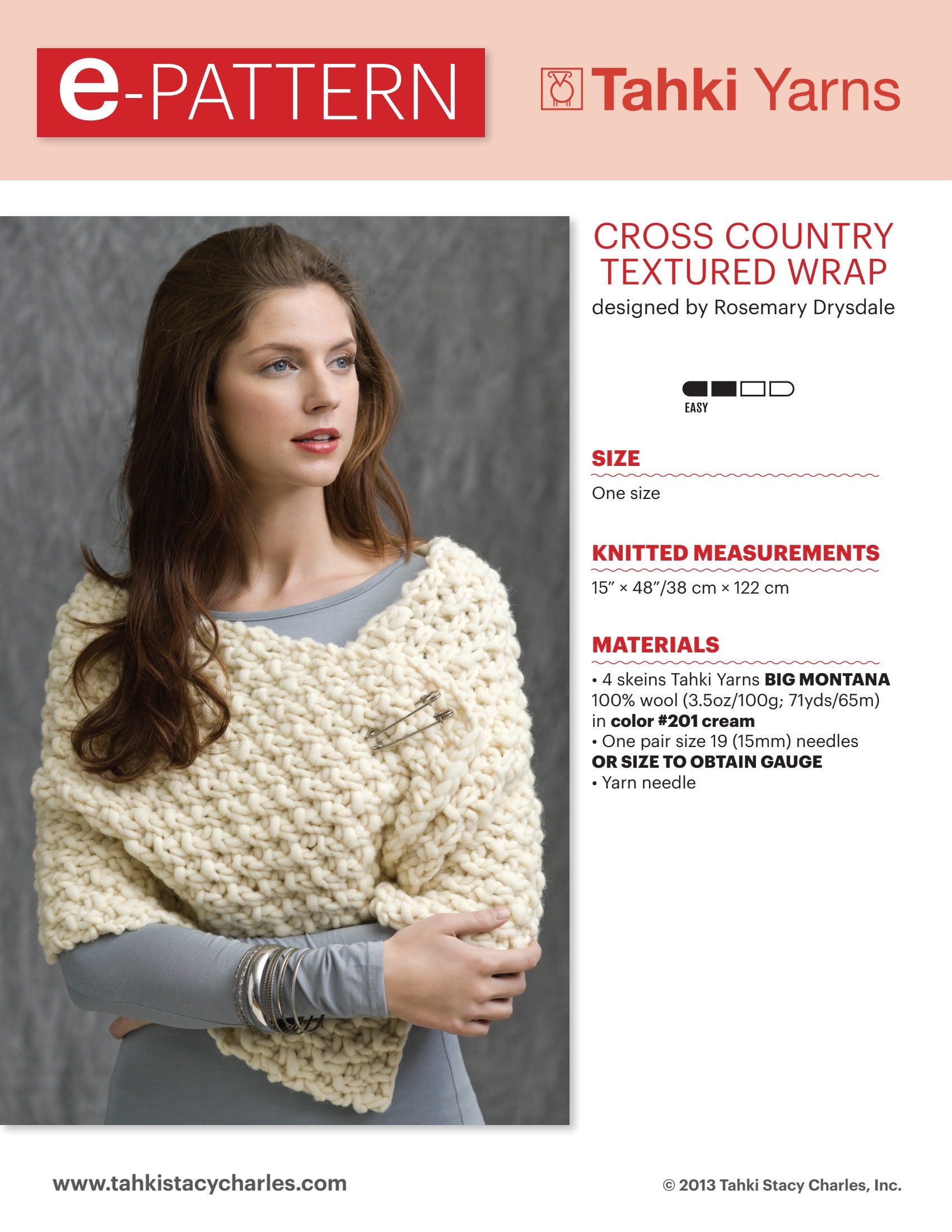 Tahki Yarns Cross Country Wrap Knitting Pattern