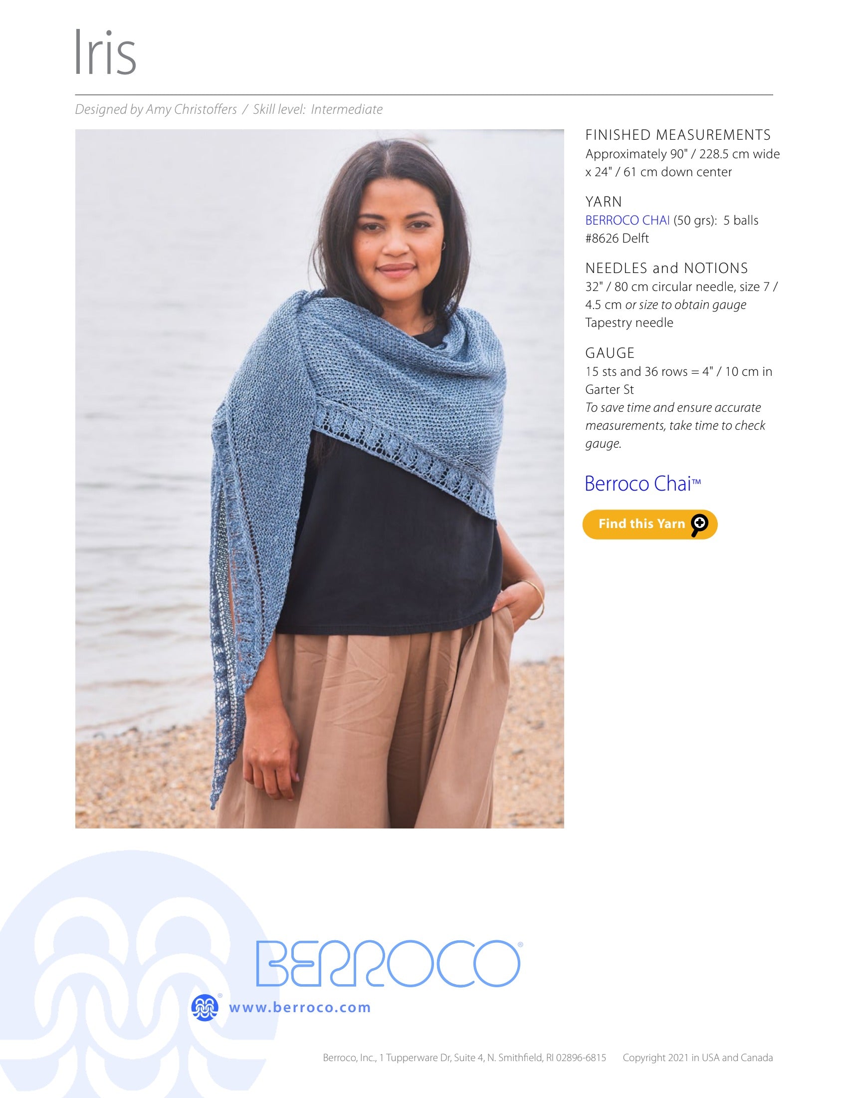 Berroco Iris Wrap Knitting Pattern