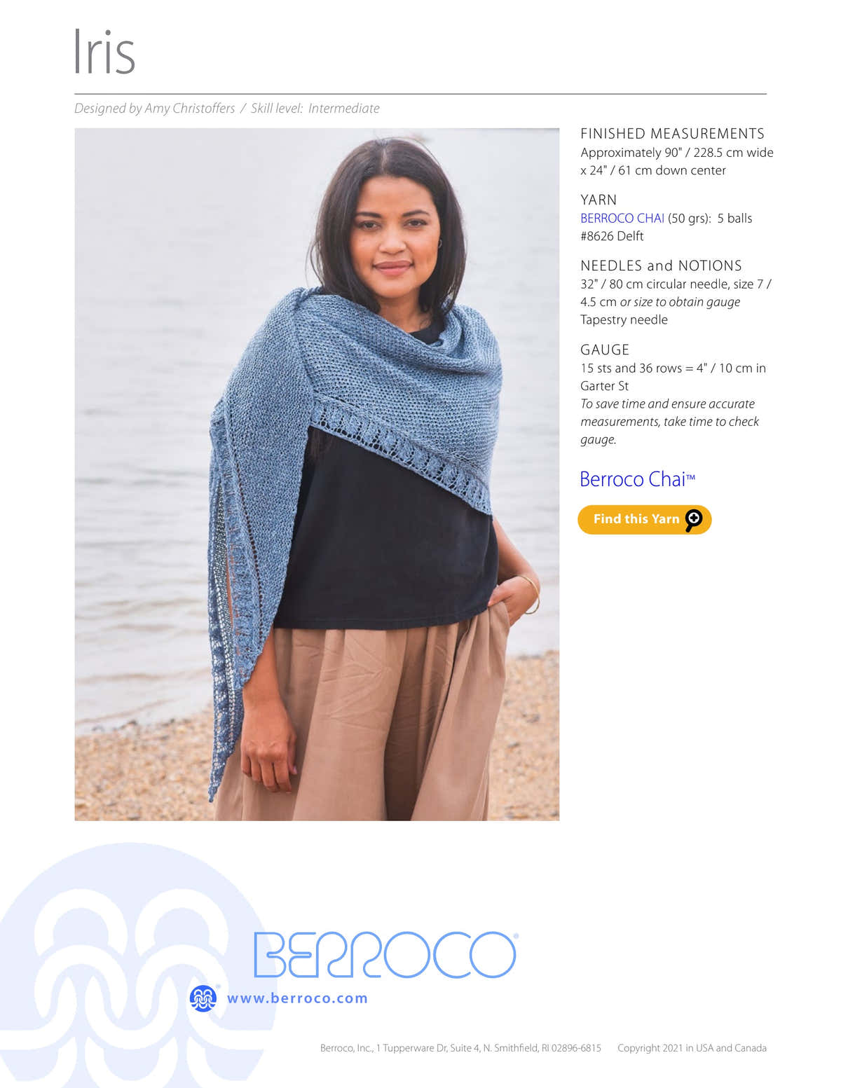 Berroco Iris Wrap Knitting Pattern