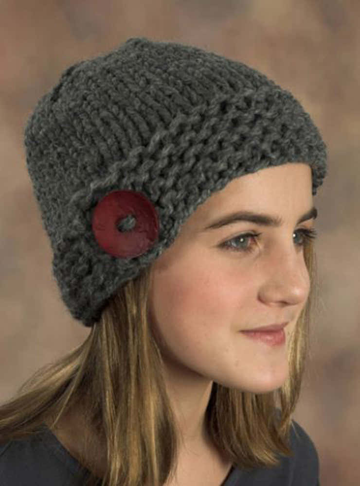 Plymouth Yarn Button Hat Knitting Pattern