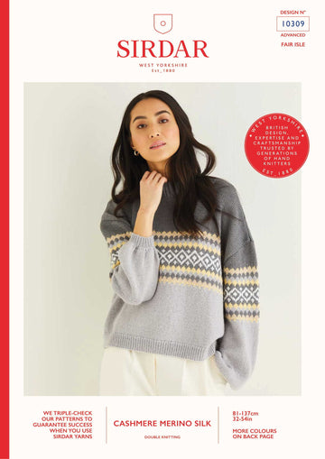 Sirdar 10309 Fair Isle Placement Sweater in Cashmere Merino Silk DK PDF