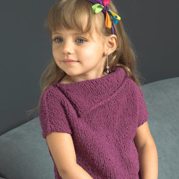 GirlÃ¢â‚¬â„¢s Split Collar Short Sleeve Top in Plymouth Yarn Daisy