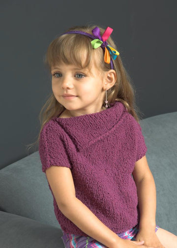 GirlÃ¢â‚¬â„¢s Split Collar Short Sleeve Top in Plymouth Yarn Daisy