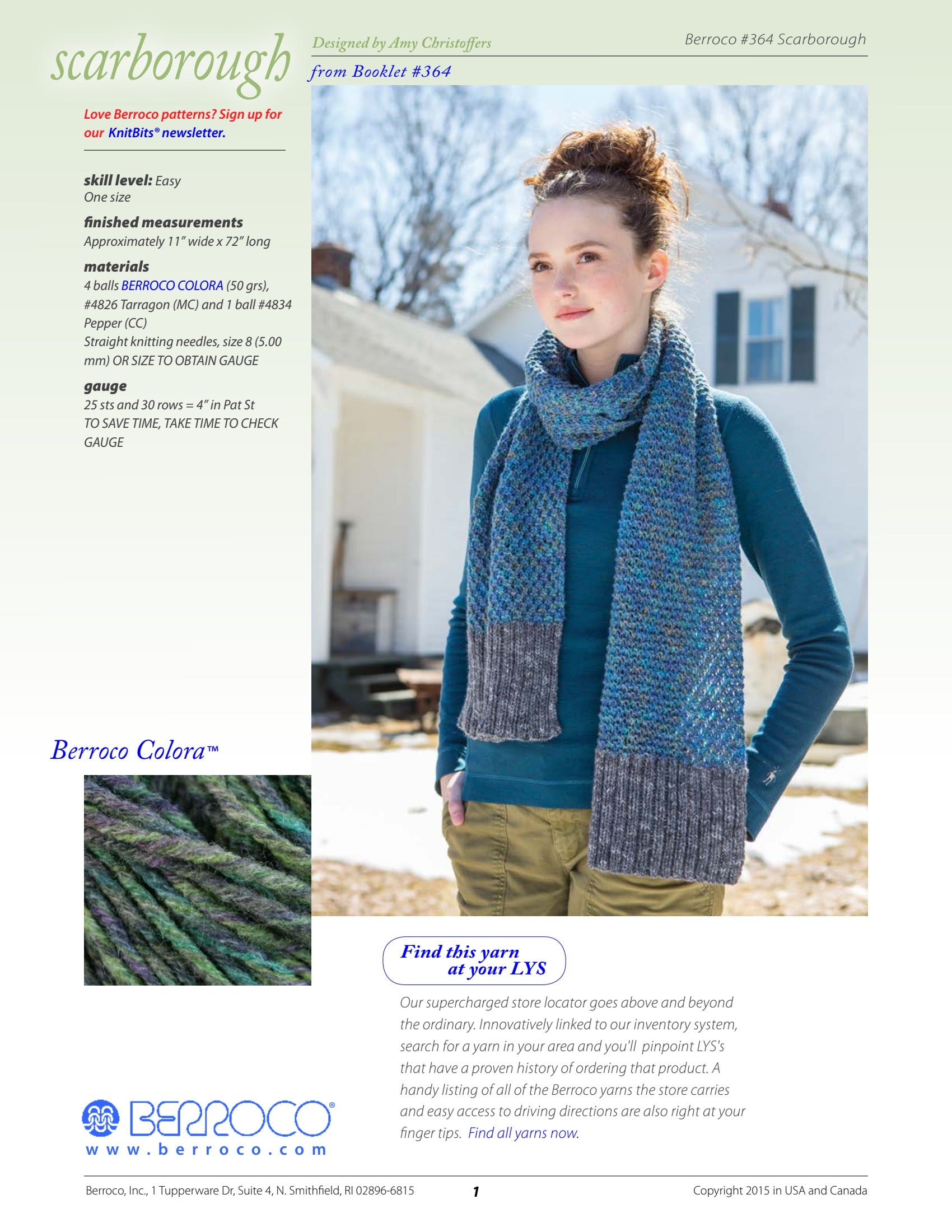 Berroco Scarborough Scarf Knitting Pattern