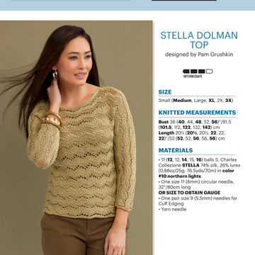 Stacy Charles Fine Yarns Stella Dolman Top Knitting Pattern