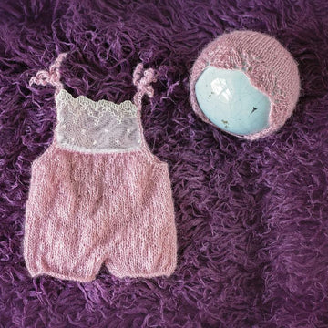 Lace Knit Overall Set