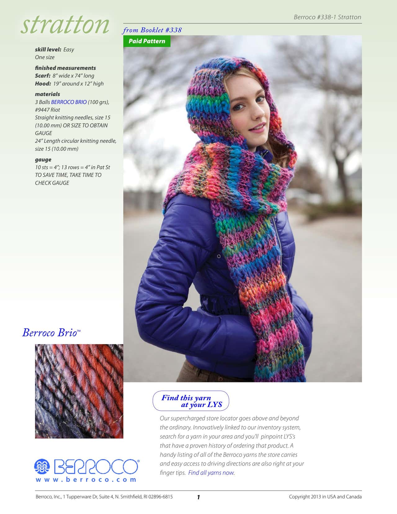 Berroco Stratton Scarf Knitting Pattern