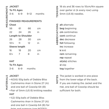 Debbie Bliss Garter Stitch Jacket & Hat PDF