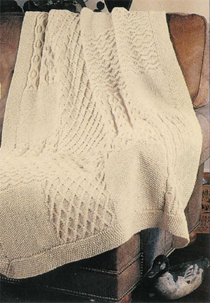 Aran Knit Sampler Afghan in Lion Brand Fishermen's Wool - 864