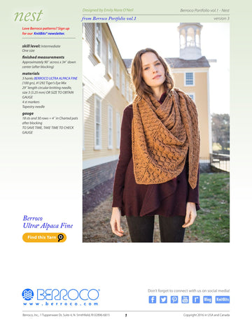 Berroco Nest- Portfolio Wrap Knitting Pattern
