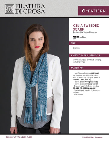 Filatura Di Crosa Celia Tweeded Scarf Knitting Pattern