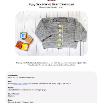 Valley Yarns Genevieve Baby Cardigan Knitting Pattern