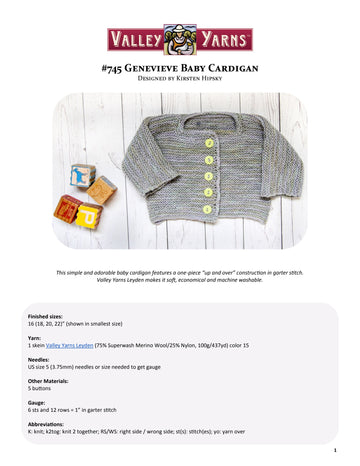 Valley Yarns Genevieve Baby Cardigan Knitting Pattern