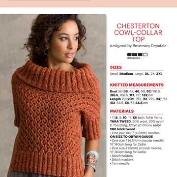 Tahki Yarns Chesterton Cowl-Top Knitting Pattern