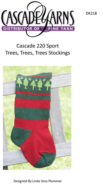 Trees, Trees, Trees Stocking in Cascade 220 Sport - DK218 - Free PDF