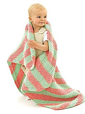 Knit Bright Stripes Baby Blanket in Lion Brand Homespun - 10141AD PDF